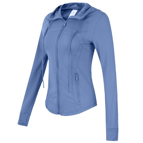 
Hooded zipper sports jacket for women running fitness clothes for outdoor casual top breathable stretch yoga training long sleeves