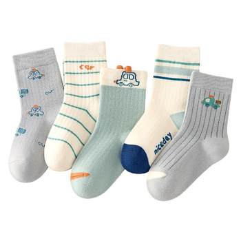 Boys socks for children's spring and autumn pure cotton mid-tube socks