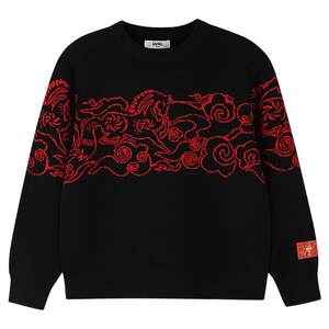 
Annai children's clothing boys' round neck long-sleeved sweater sweater 2026 Spring and New Year pure cotton jacquard paper-cut to keep warm