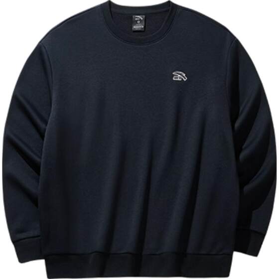 
Anta casual knitted sweatshirt for men and women, new winter new black round neck plus velvet long-sleeved couple sports top