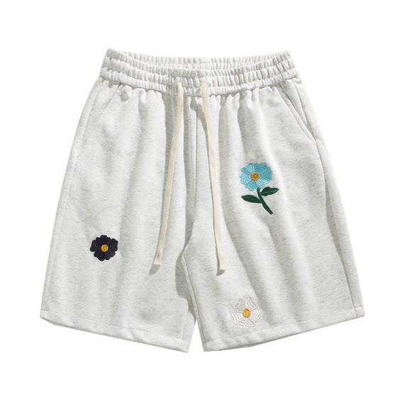 
Wukong is in stock, trendy brand summer floral embroidered sports five-quarter pants for men, loose and versatile, wide-legged casual shorts for couples.