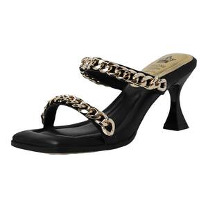 
European and American style metal chain one-strip stiletto high heel slippers for women in summer wear square toe thick heel fashion sandals