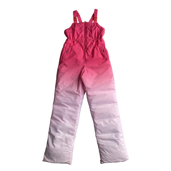 
High-waist suspender down pants for women's outerwear original design 2025 autumn and winter waterproof and warm gradient fashion ski trousers