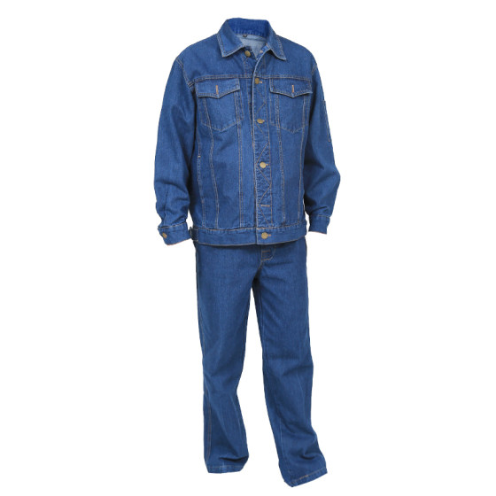 Pure cotton thickened denim work clothes set men's workers' wear -resistant welding anti -hot work electrician auto repair welded clothing
