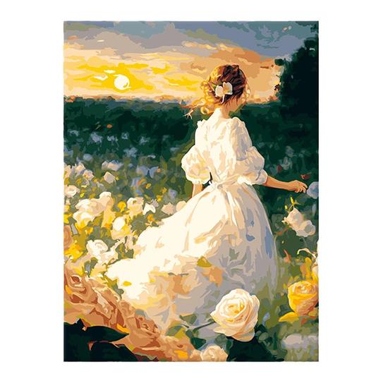 不思議の国のアリス DIY 油絵 - リネンに手描きの アクリル、額入り