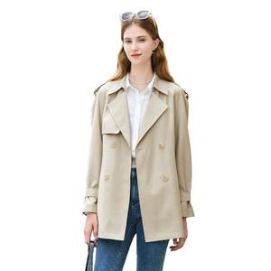 betu Baitu khaki small high-end double-breasted mid-length windbreaker jacket for women's spring and autumn new coat