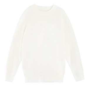 
MULVAN [30% off in stock] Soft and warm moment, lazy style white round neck pullover sweater for women knitted top