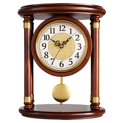Table Clock Home Desktop Living Room High-end Chinese Retro Solid Wood Table Clock Pendulum Table Clock Display Lisheng Pendulum Clock