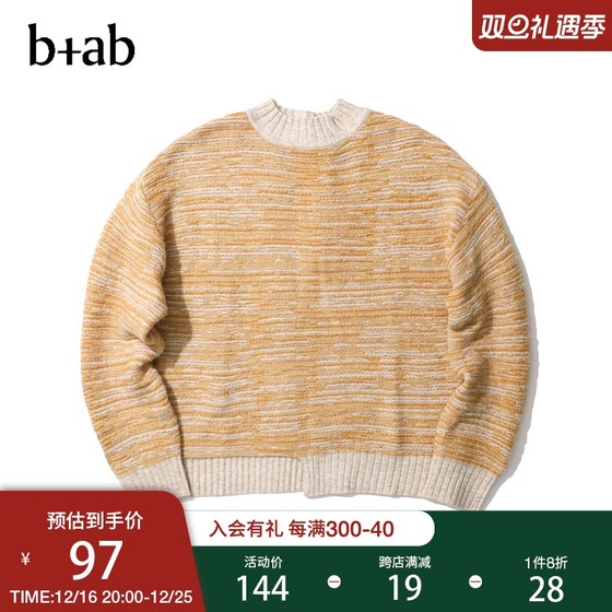 b+ab女装针织毛衣冬季时尚半高领条纹不规则0444ID