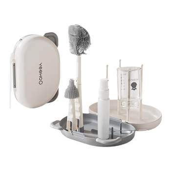 Ying's bottle brush baby silicone portable pacifier brush set baby cleaning brush cleaning brush travel size drain rack