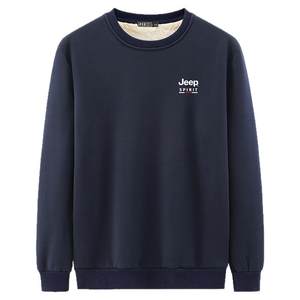 
Jeep Jeep plus velvet thickened sweatshirt for men's winter lamb velvet casual sports top winter warm bottom shirt