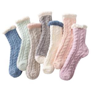 Coral velvet confinement socks, autumn and winter plus velvet thickened towels, socks in stockings, long tube sleep warm socks