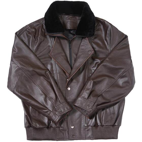 
Cowhide leather jacket men's golden marten fur integrated inner liner a2 pilot leather jacket men's genuine leather flight suit winter