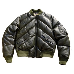 
Handmade oil-rubbed black [reversible] MA1 genuine leather down jacket sheepskin duck down genuine leather jacket for men and women
