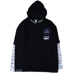 Hua Nuo Spring Autumn New Boys Knitting Hatshirt Big Children Long -sleeved T -shirts Leisure sweater thin bottom shirt
