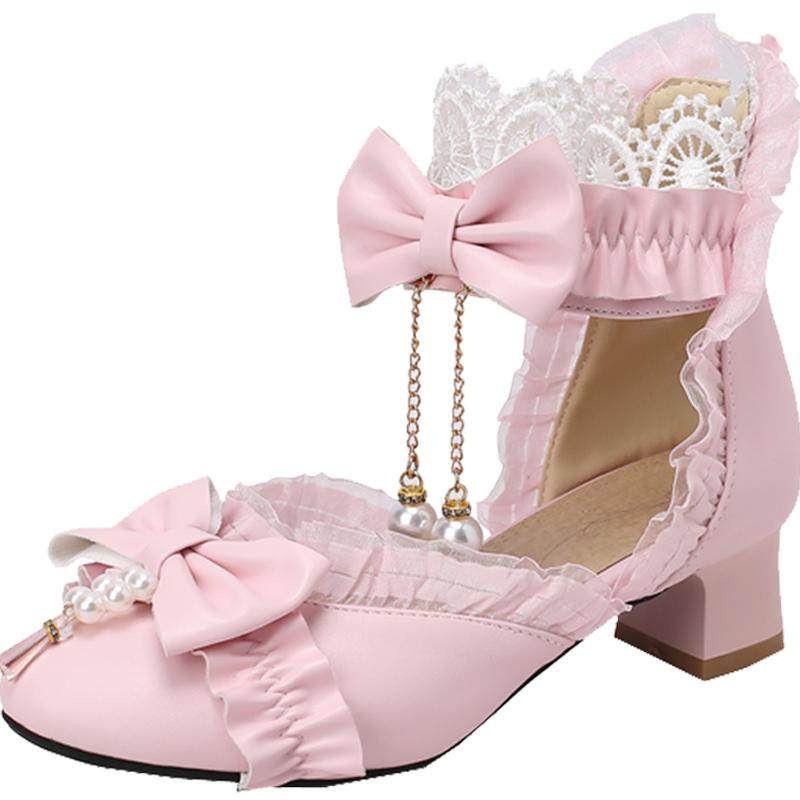 Zapatos de tacón alto Inziba Lolita para niñas Zapatos de cuero