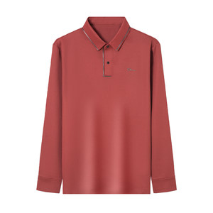 
Woodpecker autumn and winter men's velvet warm long-sleeved T-shirt middle-aged dad business lapel versatile POLO shirt top