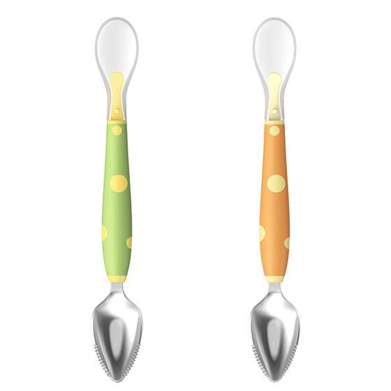 Lexiele, two -headed mud spoon spoon baby fruit mud spoon baby supplementary food tools to eat apple spoons fruit mud spoon
