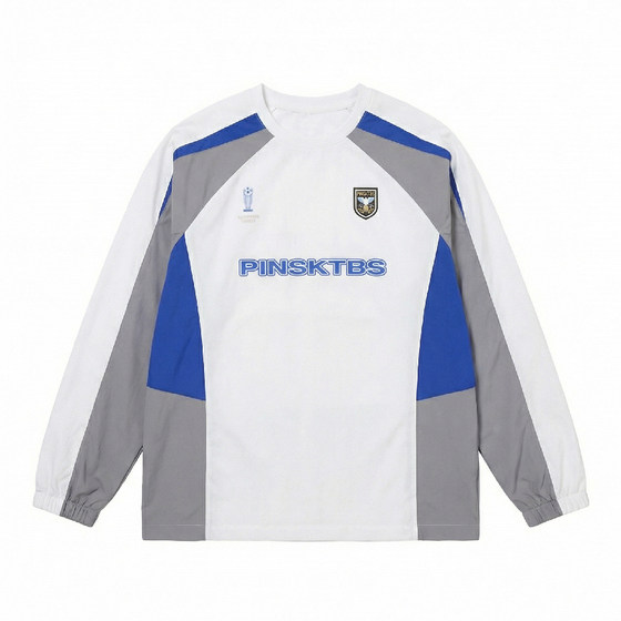 
PINSKTBS football uniform long-sleeved spring outdoor sports and leisure water-repellent loose color-blocked long-sleeved T-shirt for men