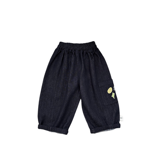 
Boys spring and autumn Korean style fashionable embroidered jeans baby fashionable casual pants baby loose versatile trousers