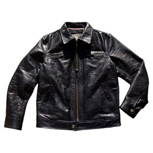 
Brad Pitt [Japanese water-corrugated horsehide] Japanese imported zipper fastener men's lapel slim-fit genuine leather jacket