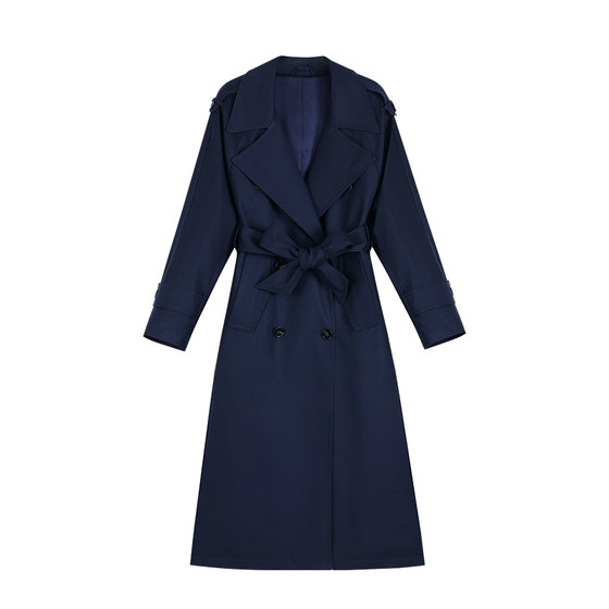 
Chenmifan smart model double-breasted lapel mid-length windbreaker coat for women loose temperament lace-up coat