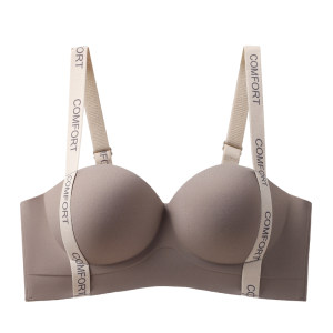 
Women's gathered small breasts and lifted queen letters shoulder straps anti-extended and closed breasts anti-sagging bra