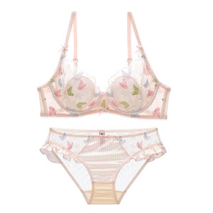 
Six Rabbits Lace Underwear Women's Secondary Breast-Reducing Anti-expansion Bra Small Breast Gathering Bigger Sweet Girly Style Bra