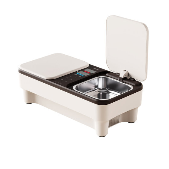 uah Youha Pet Wet Food Feeder Dual Chambers Timed Refrigeration and Heating Cat Food Fresh Food Staple Cans Automatically Keep Fresh