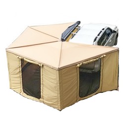 Outdoor Self-driving Pentagonal 270-degree Awning, Side Cloth Room, Rear Sky Curtain, Double-axis Large Fan-shaped Tent