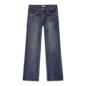 eihey, hey low -waist slim straight leisure and loose, old grinding white water, wash jeans, trousers, wide -leg pants female
