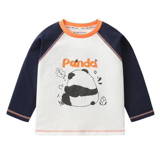 
Right European children's mountain contrast color long-sleeved T-shirt boys and babies spring and autumn round neck bottoming shirt 2026 new tops