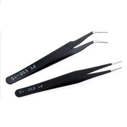 Steel carbon tweezers anti-static black thin model for medical home use