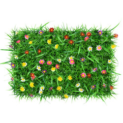 Simulated lawn with flowers partition artificial plant wall green plant