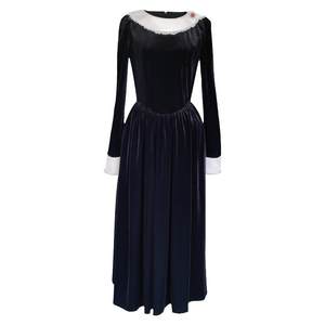 
Autumn and winter new lady dress, waist slimming, retro Gongyan style black velvet mid-length skirt, temperament dress
