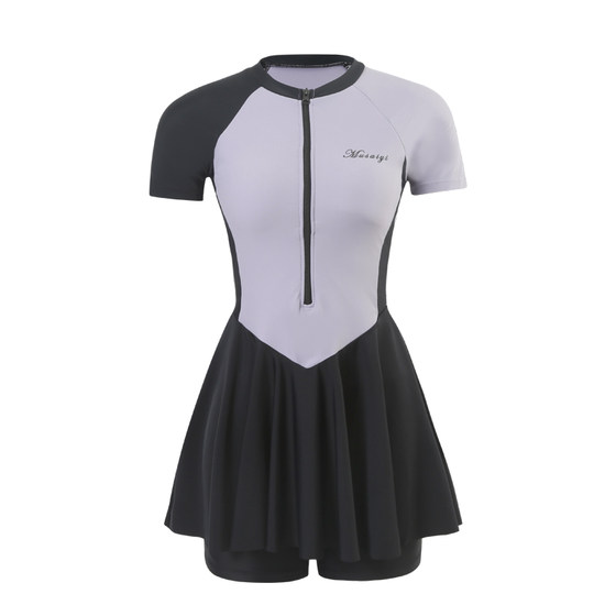 
Color-blocked swimsuit female slightly fat girl 2025 new conservative split large size sports flat corner hot spring swimming suit summer