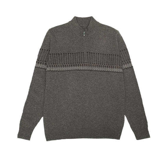 
Deer King 100% cashmere sweater men's half turtleneck zipper sweater warm bottoming 25-year autumn and winter new style