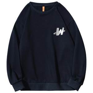 
Round neck sweatshirt for men autumn and winter style trendy brand heavy inner bottom shirt for boys loose casual hatless men's top