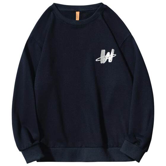 
Round neck sweatshirt for men autumn and winter style trendy brand heavy inner bottom shirt for boys loose casual hatless men's top