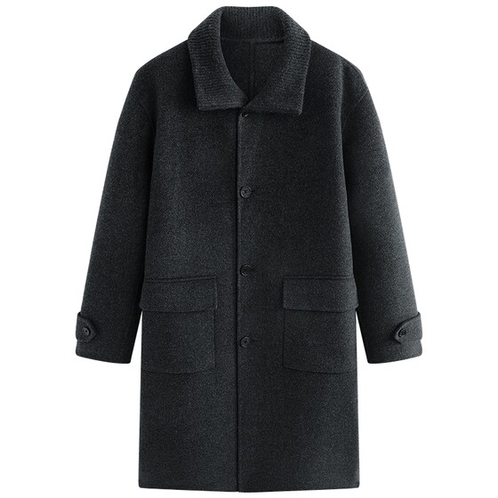 [Same style in shopping mall] PEACEBIRD Men's Casual Woolen Coat Material Splicing Men's Coat B1AAF4413@
