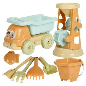 
Large children's beach toys baby playing with sand dug sand shovel bucket hourglass tool set sand pool push cart