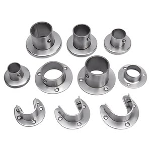Stainless steel round tube flange wardrobe hanging clothes rod fixed seat towel pole base clothing through the clothes rod fixed accessories
