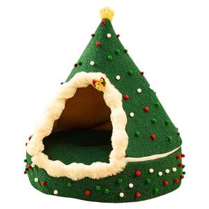 
Christmas cat nest, warm in winter, universal for all seasons, removable and washable closed plus velvet and thickened cat house tent