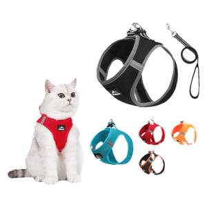 Cat led the rope cute vest -back kitten kitten magic sticker to break free of safety buckle reflecting pet walking cat ropes
