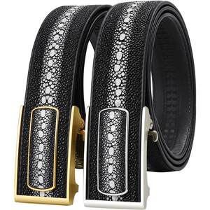 
Imported pearl fish leather pants belt men's genuine leather stainless steel high-end luxury brand automatic buckle middle-aged belt trend