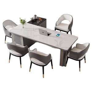 
Light luxury rock slab tea table and chair combination modern high-end office tea table island tea table integrated Zen tea table