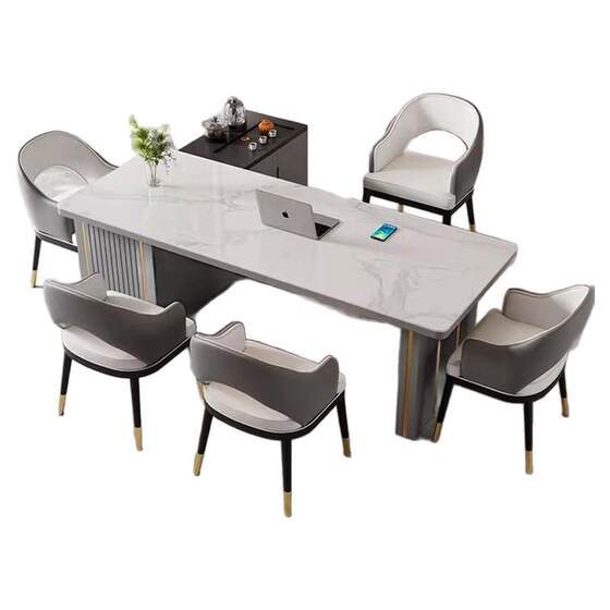 
Light luxury rock slab tea table and chair combination modern high-end office tea table island tea table integrated Zen tea table