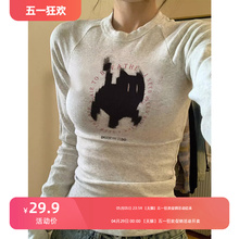 Spring and Autumn New Long sleeved Round Neck T-shirt for Women