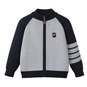 
Yalu boys' sweater jacket children's winter velvet thickened bottoming shirt medium and large children's pure cotton warm knitted cardigan