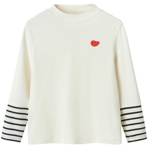 Little Sweet Potato Children's Autumn New Striped Long Sleeve T-shirt Girls Half-Tree Collar Boys Sweatshirt White Top
